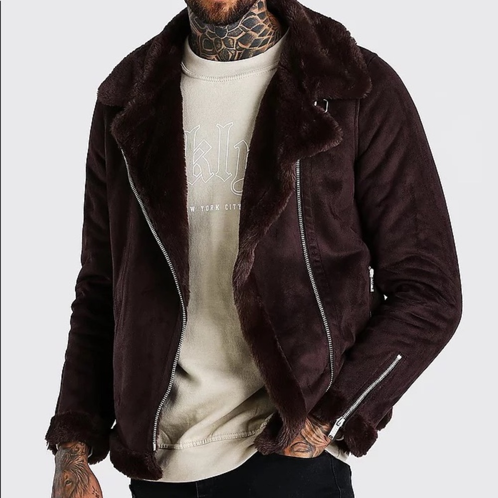 Faux Fur Lined Suede Aviator